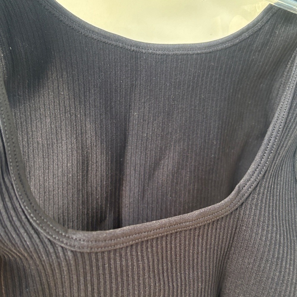 Black Ribbed Women's Tank Top - Picture 3 of 4